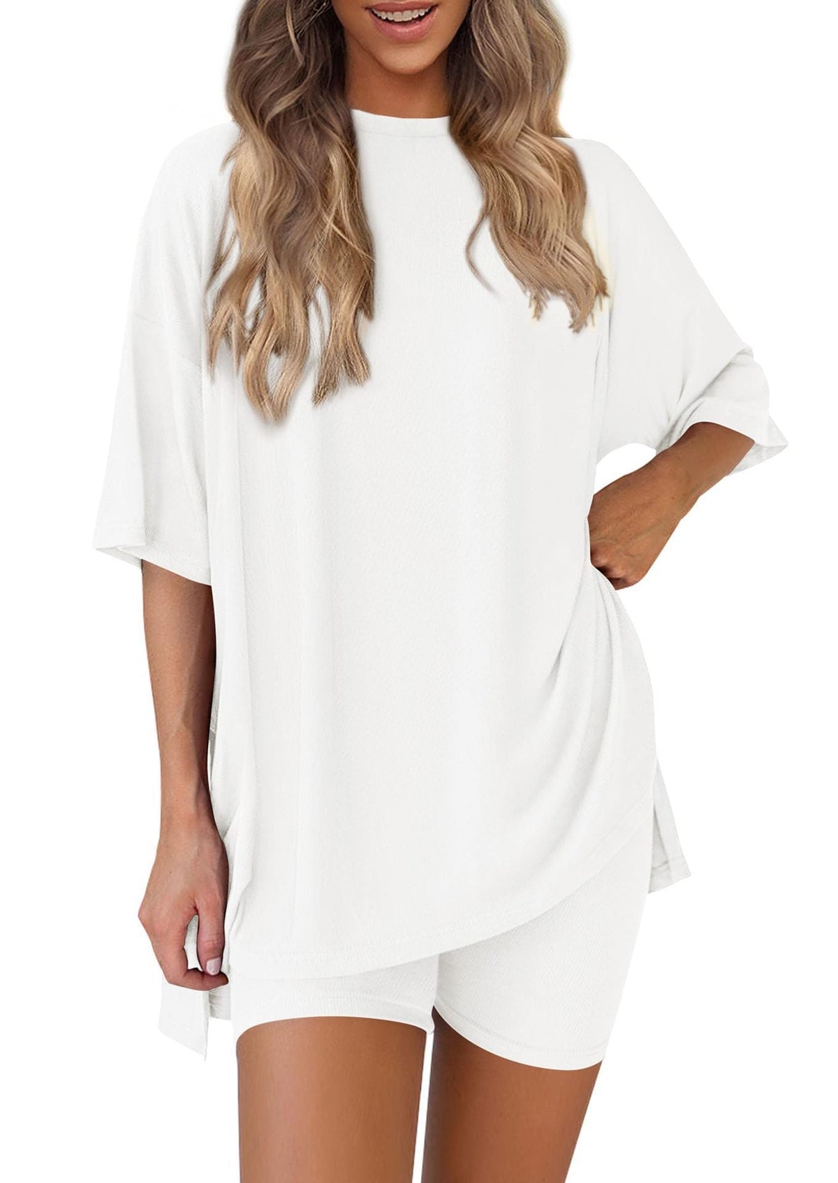 Women's Casual Lounge Set with Oversized Top and Shorts
