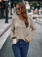 Women's Long-Sleeve Blouse with Textured Pattern
