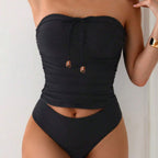 Women's Bandeau Swimsuit with Unique Ruching
