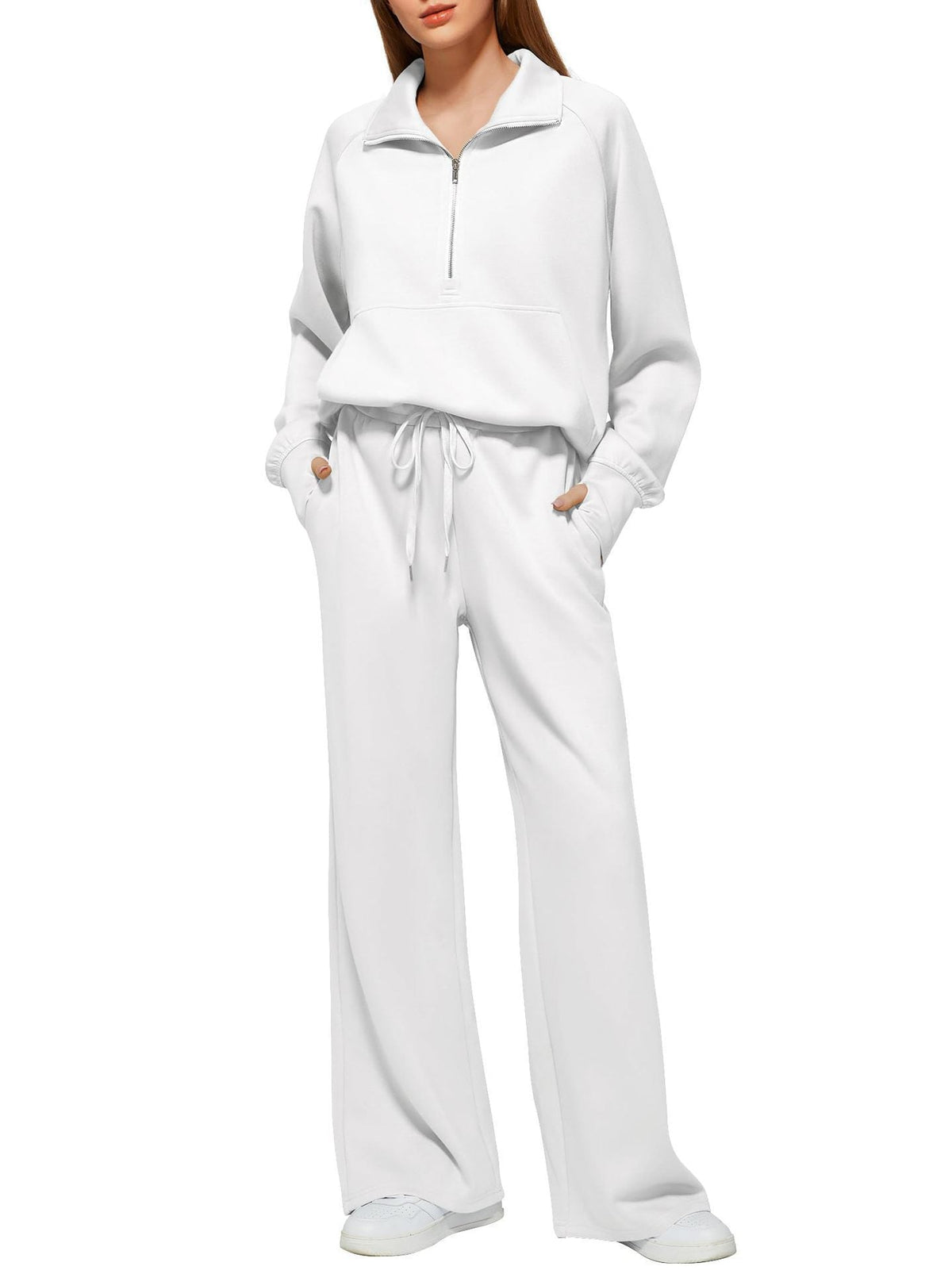 Women's Comfortable Sport Suit with Zipper and Wide Cut