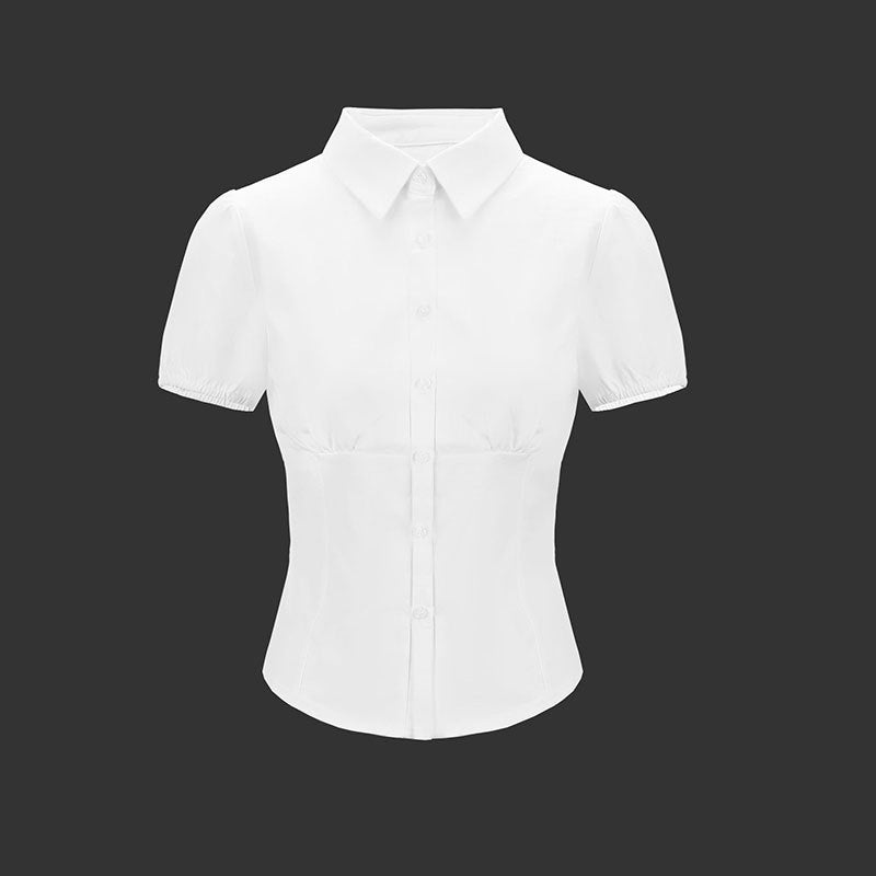 Women's Blouse with Puff Sleeves and Fitted Cut
