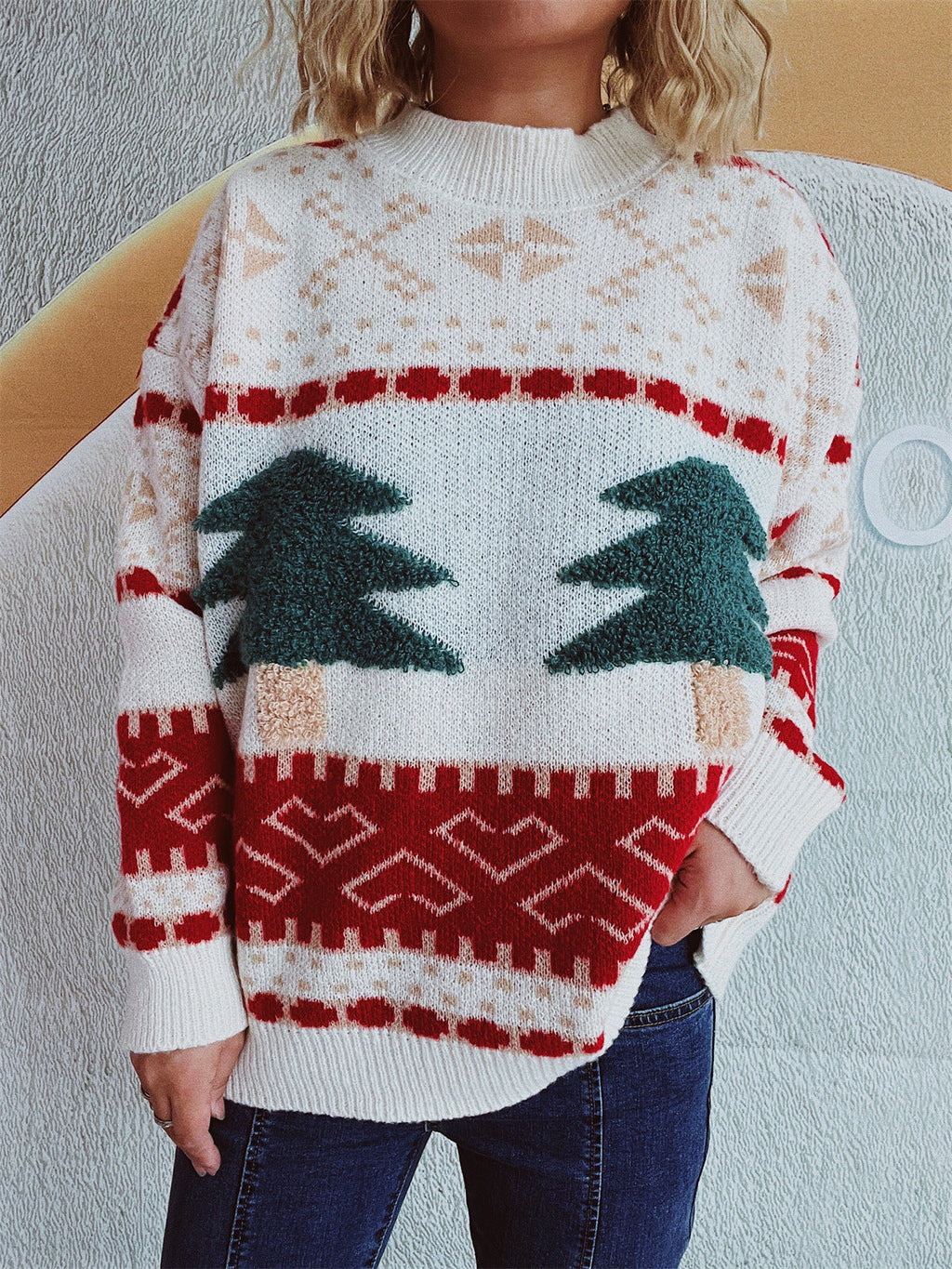 Women's Festive Knit Sweater with Holiday Motif