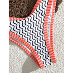 Women's Bandeau Bikini with Wave Pattern