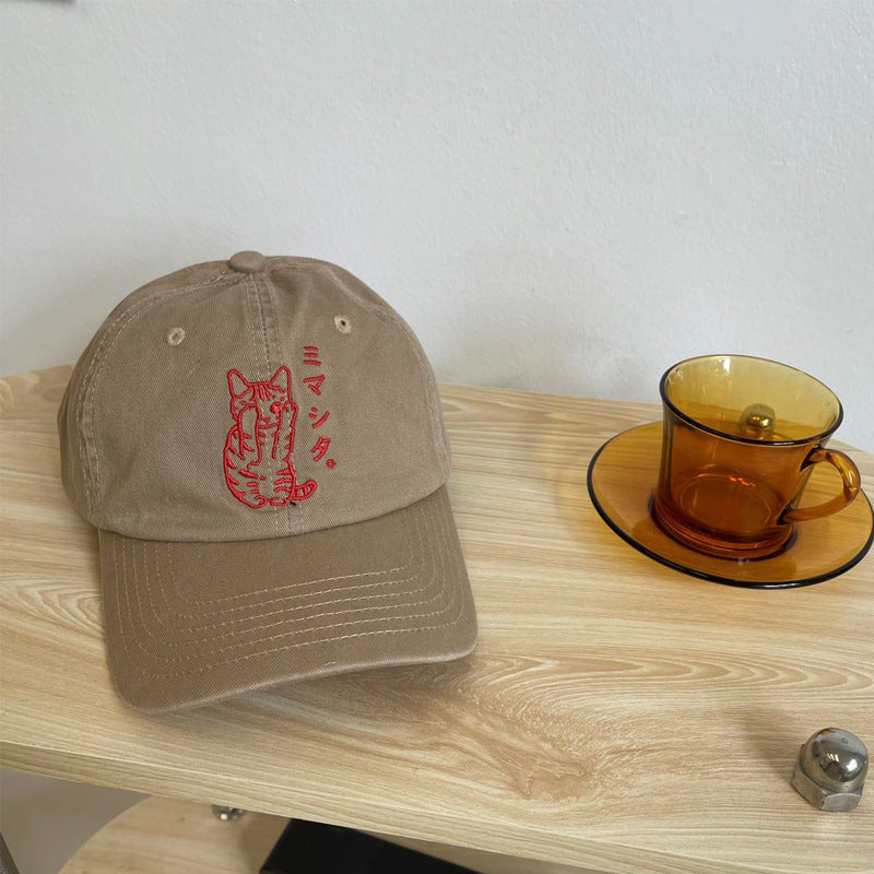Men's Embroidered Cat Design Baseball Cap