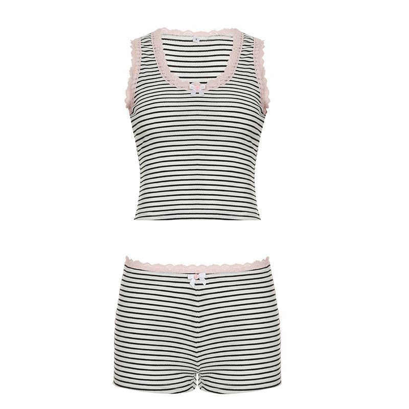 Women's Swim Set with Trendy Stripe Pattern
