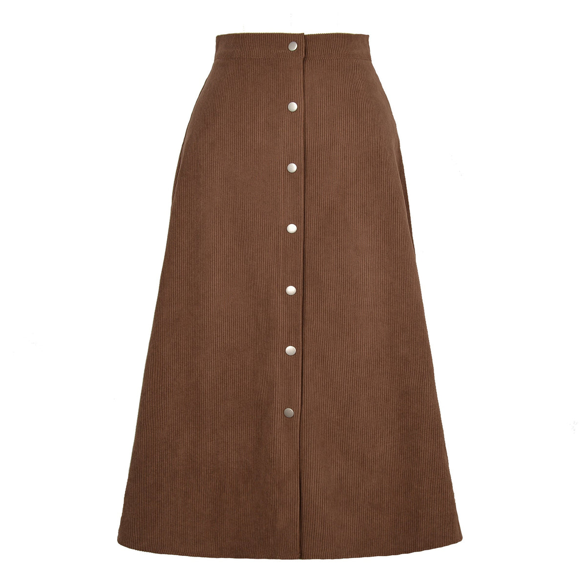 Women's Long Corduroy Skirt with Button Placket