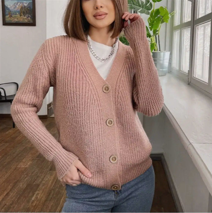 Women's Chunky Knit Cardigan with Buttons