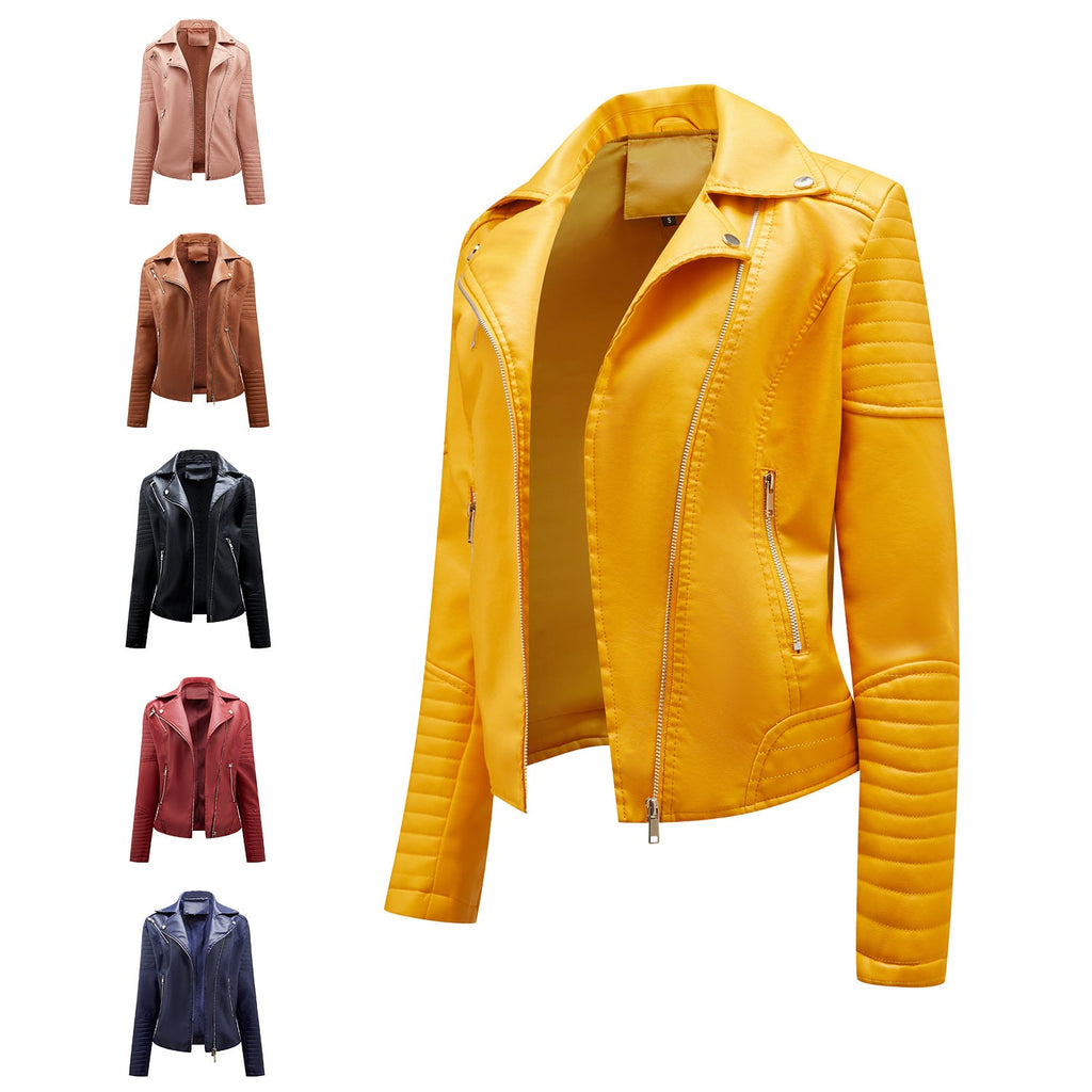 Women's Biker Jacket with Quilted Details and Asymmetrical Zipper