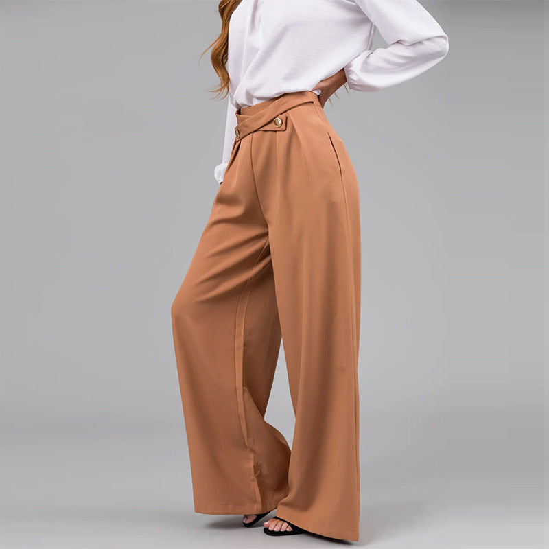 Women's Elegant Blouse with Bow Collar and Wide-Leg Trousers