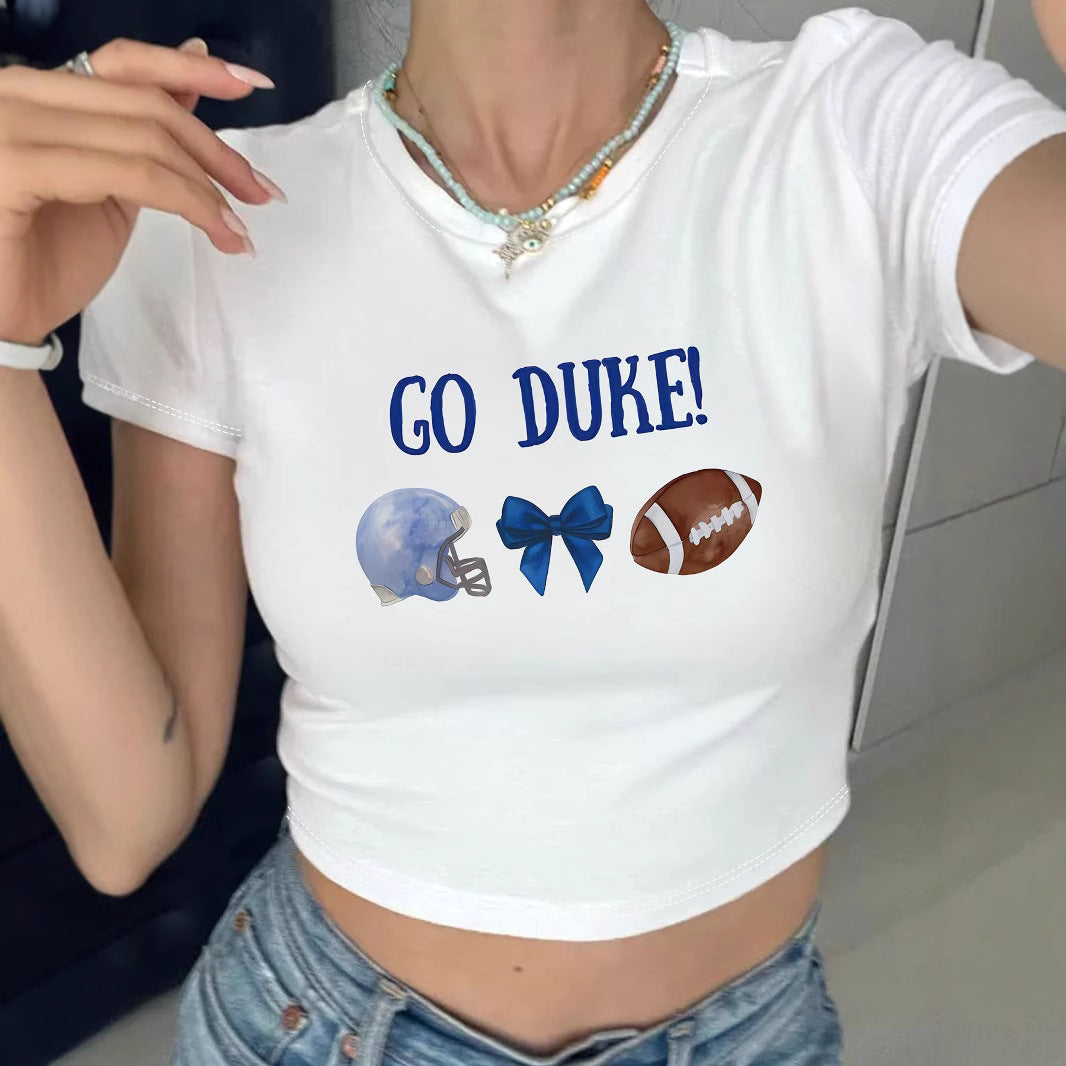 Women's Crop T-Shirt with Eye Motif and Tour Graphic