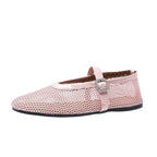 Women's Breathable Ballet Flats with Fashionable Cutout Pattern and Comfortable Strap