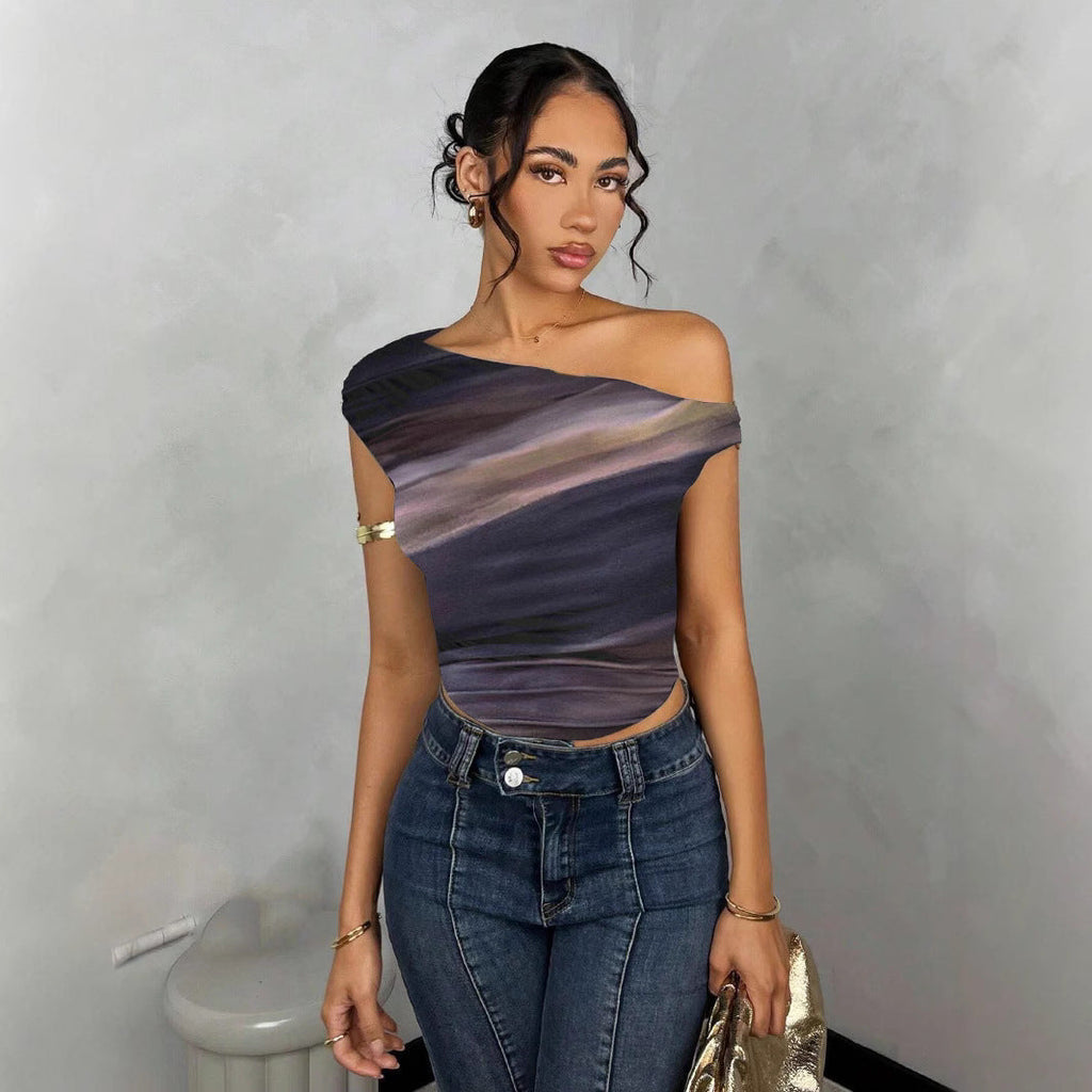 Asymmetrical Crop Top with Wave Design