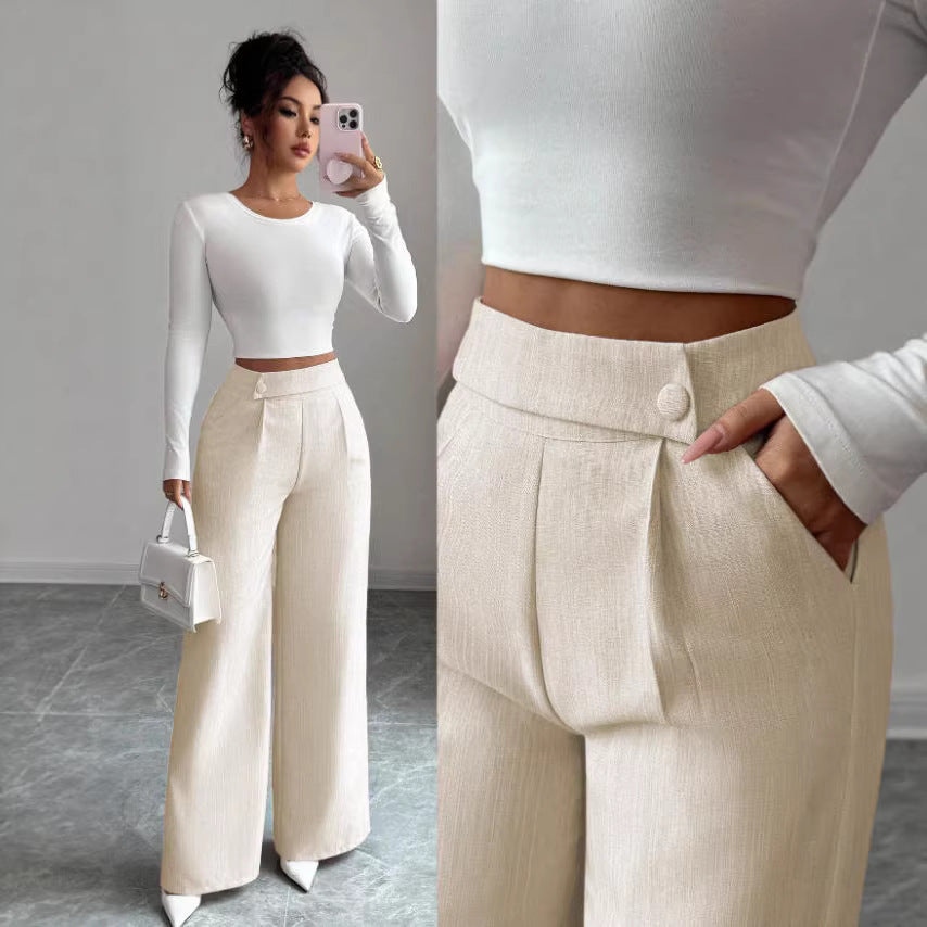 High-Waisted Elegant Soft Trousers