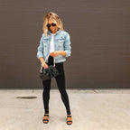 Women's Cropped Denim Jacket with Fringe
