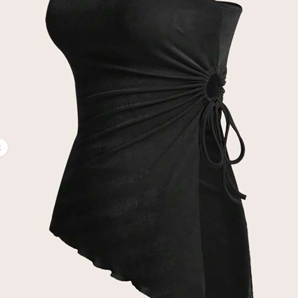 Women's Bandeau Top with Wrap Design and Adjustable Straps