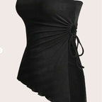 Women's Bandeau Top with Wrap Design and Adjustable Straps