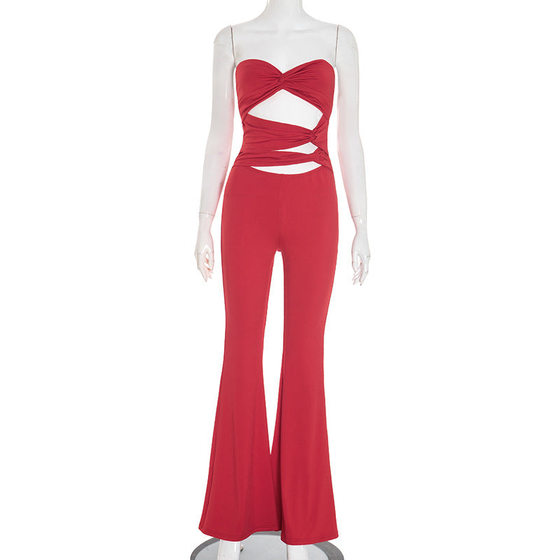 Elegant Cut-Out Jumpsuit with Flowing Legs