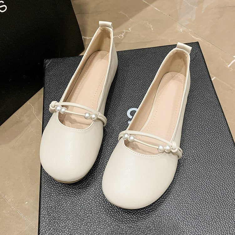 Women's Ballet Flats with Elegant Pearl Embellishments