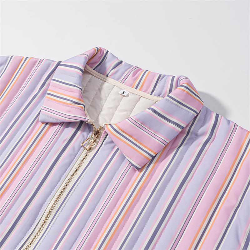 Women's Quilted Cardigan with Fashionable Stripe Pattern