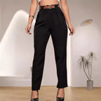 Elegant High-Waisted Pants with Pleat Details