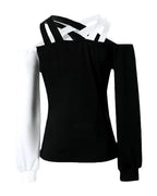Women's Asymmetrical Off-Shoulder Top with Connecting Straps