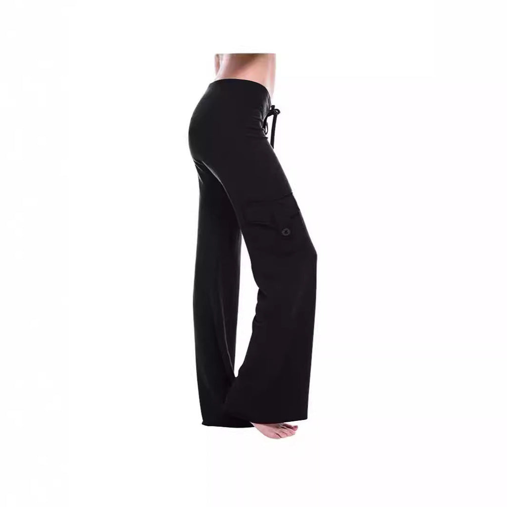Women's Comfortable Casual Pants with Side Pockets and Elastic Waist
