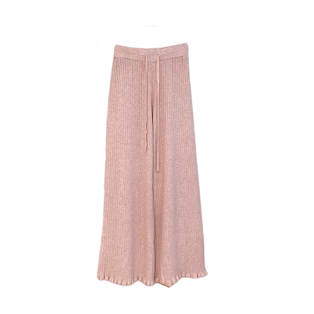 Women's Flowing Knit Pants with Soft Material and Elegant Hem