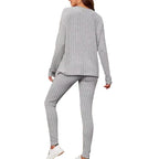 Women's Ribbed Loungewear Set with Wide Cut