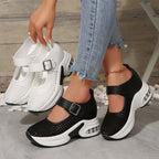 Women's Breathable Sneaker with Adjustable Strap and Cushioned Footbed