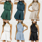 Elegant High-Neck Flowy Jumpsuit