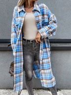 Women's Plaid Shirt Coat in Soft Cotton Blend