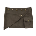 Women's Fashionable Short Skirt with Pockets and Buttons
