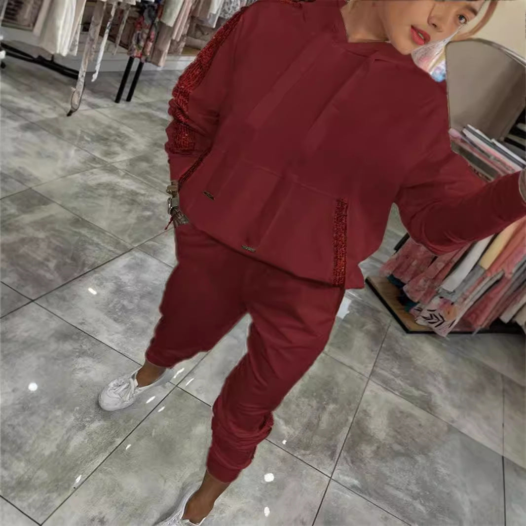 Women's Fashionable Sweat Suit with Glitter Accents