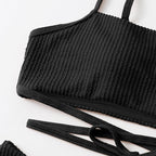 Women's Swimsuit with Trendy Crop Top and High-Waisted Bottoms