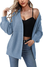 Women's Chunky Knit Cardigan with Open Front and Casual Cut