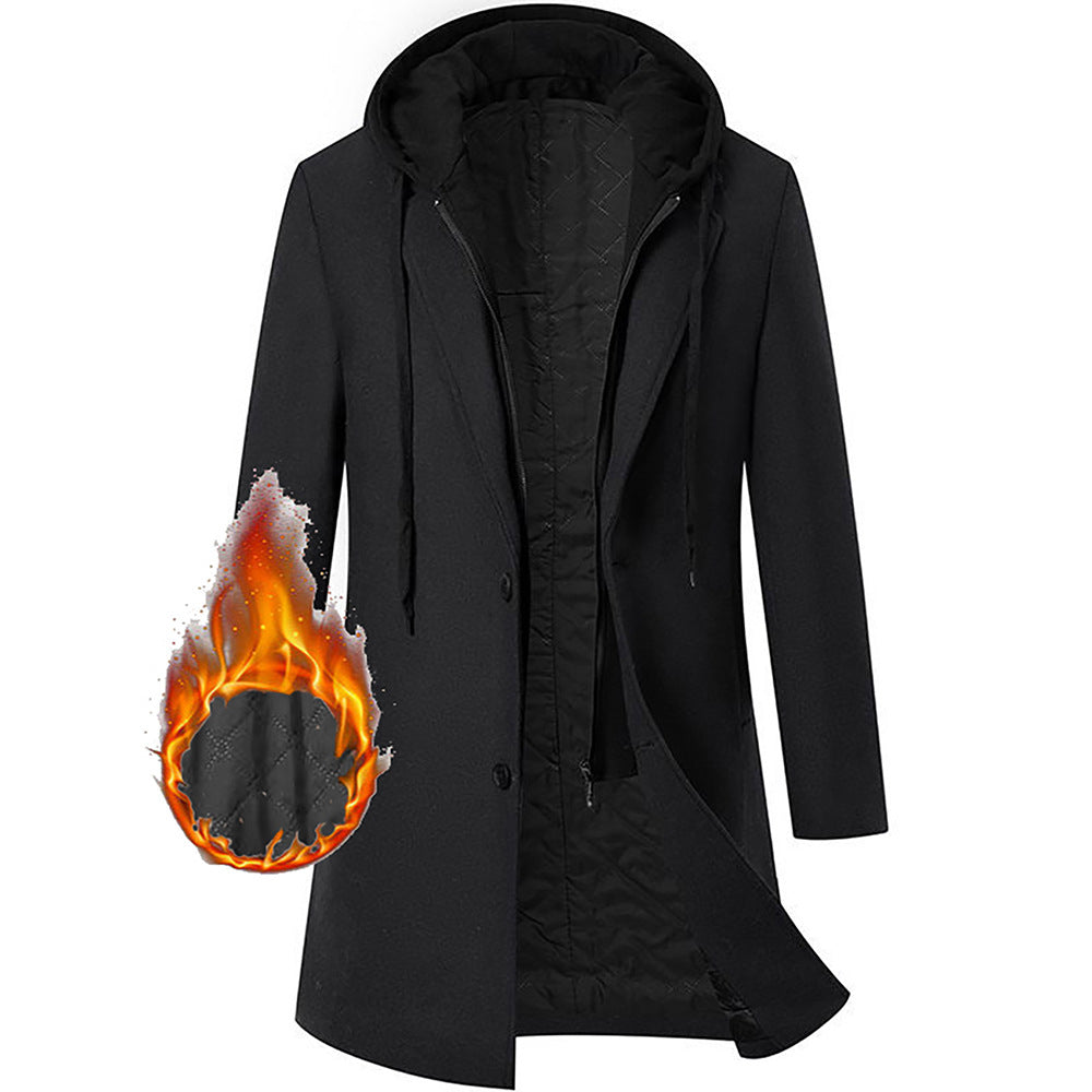 Women's Elegant Coat with Detachable Hood and Sporty Accents