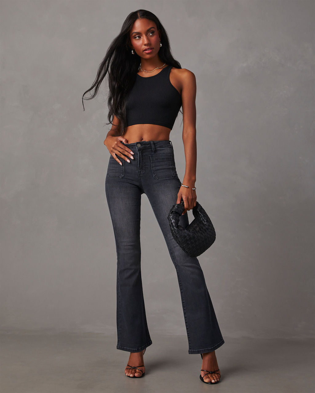 Women's Flared Jeans with High Waist and Modern Wash