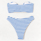 Women's Bandeau Bikini with Striped Pattern and Belt