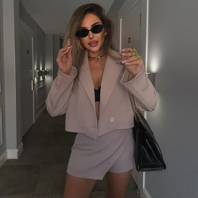 Women's Cropped Blazer and Shorts Set