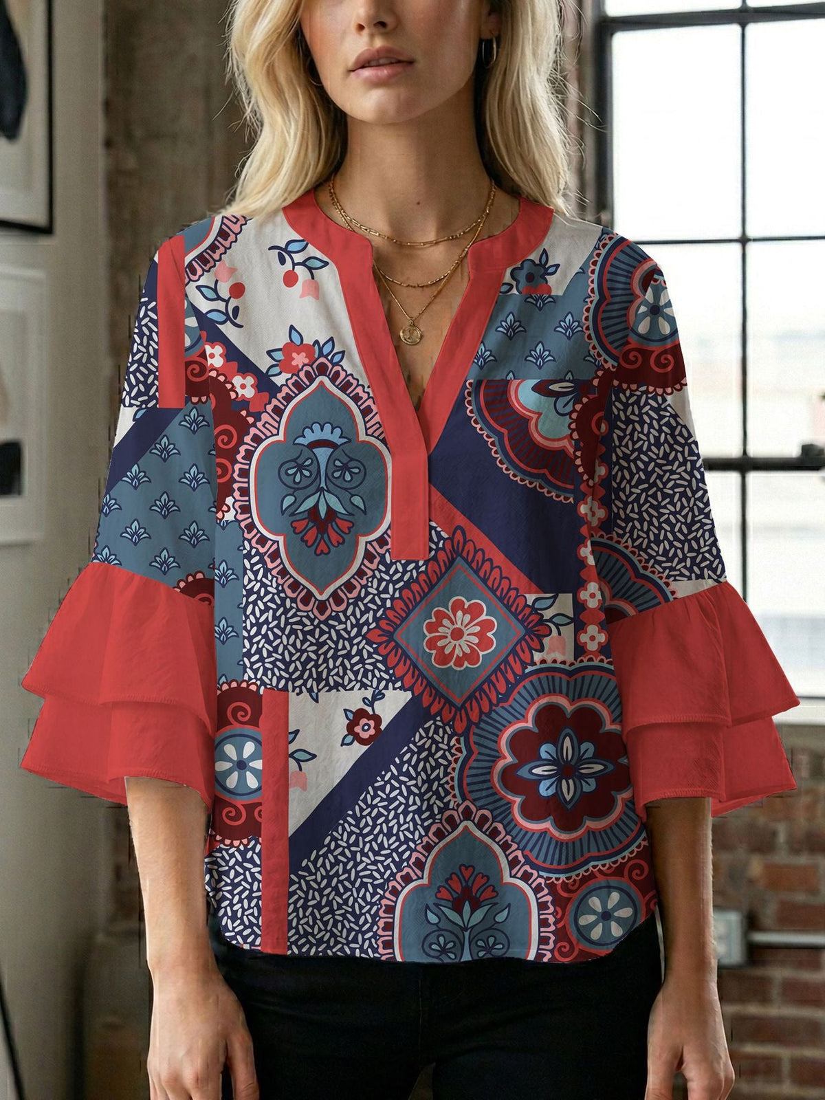 Women's Blouse with Beautiful Floral Design