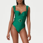 Women's Swimwear Set with Draping and Belt