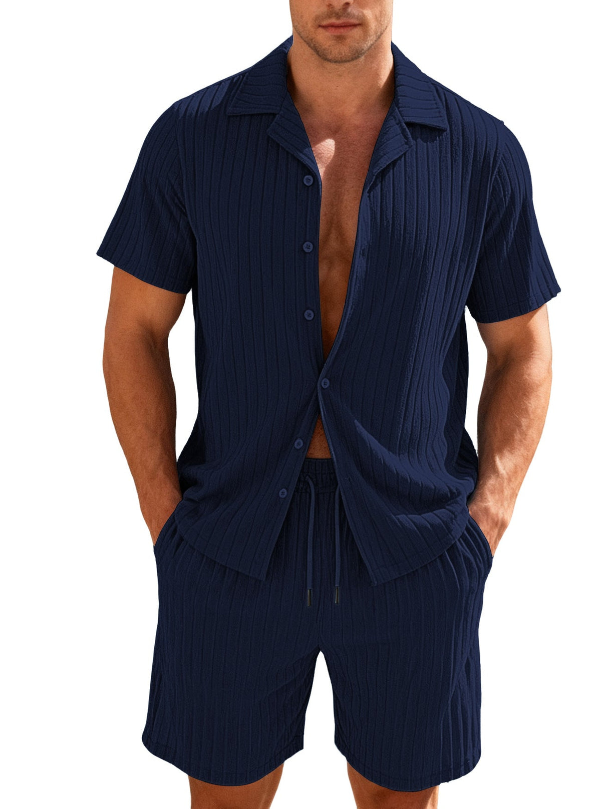 Men's Ribbed Fine Knit Lounge Set