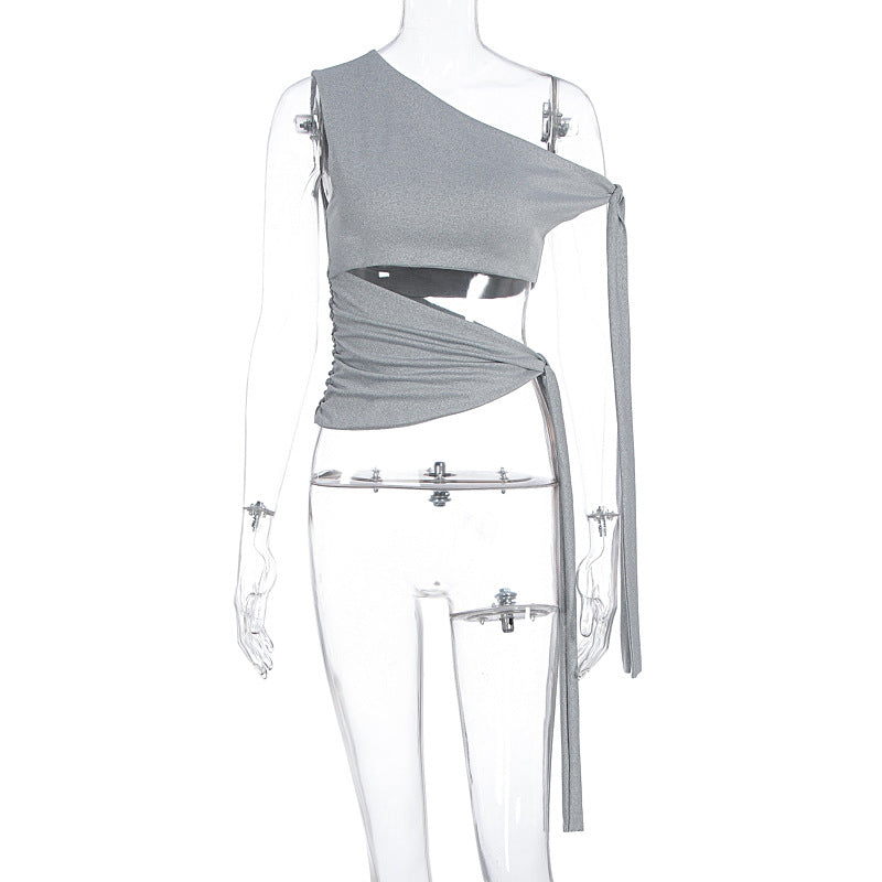 Asymmetric Draped Wrap Top