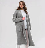 Women's Cozy Knit Coat with Large Pockets and Oversized Fit