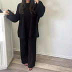 Women's Comfortable and Stylish Ribbed Knit Lounge Set