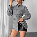 Women's Fashionable Shirt Blouse with Belt