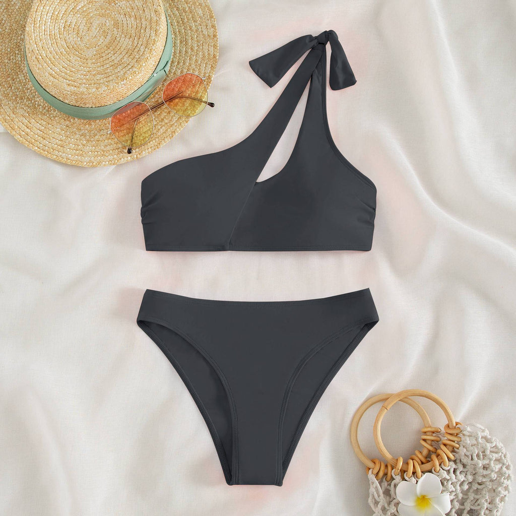 Women's Asymmetrical Bikini with Fashionable Cut-Outs