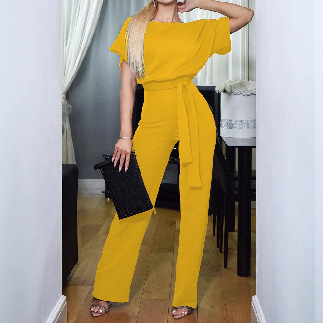 Women's Casual Two-Piece Set with Elegant Waist Belt