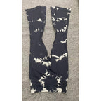 Women's Flared Yoga Leggings with Tie-Dye Pattern