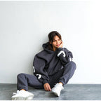 Women's Casual Oversized Sweat Suit with Hood and Elastic Waist